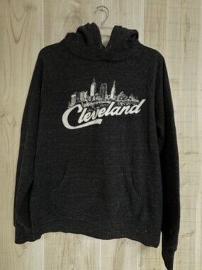 Homage Destination Cleveland Hoodie Sweatshirt Men Unisex Black Large Retail $70